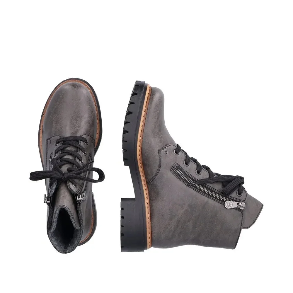 Rieker® Women's 8.5 M (EU 40) 72611 Lined,‎ Lace-Up Ankle Boot in Smoke - $140